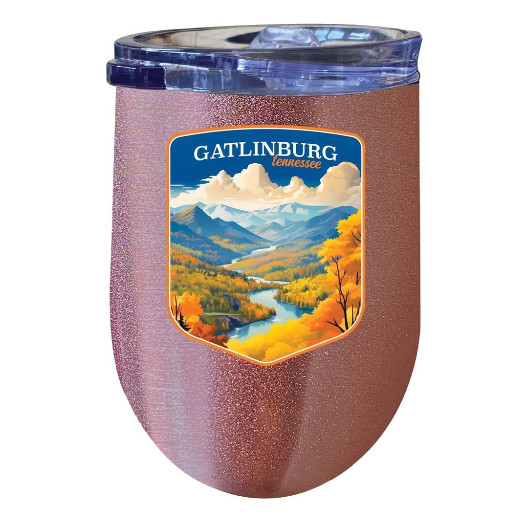 Gatlinburg Tennessee Design D Souvenir 12 oz Insulated Wine Stainless Steel Tumbler Image 2