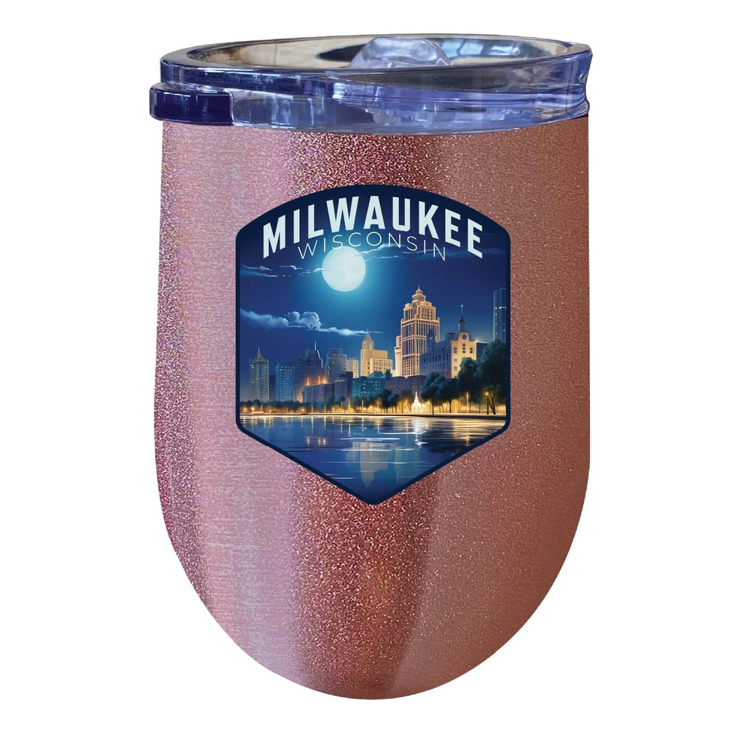 Milwaukee Wisconsin Design B Souvenir 12 oz Insulated Wine Stainless Steel Tumbler Image 1