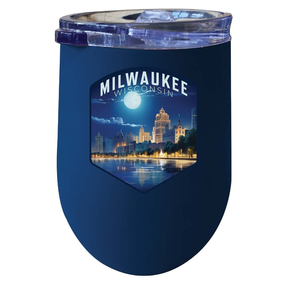 Milwaukee Wisconsin Design B Souvenir 12 oz Insulated Wine Stainless Steel Tumbler Image 2