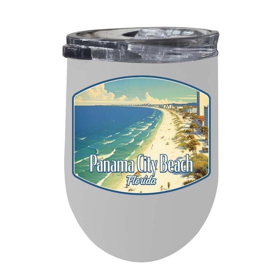 Panama City Beach Florida Design A Souvenir 12 oz Insulated Wine Stainless Steel Tumbler Image 1