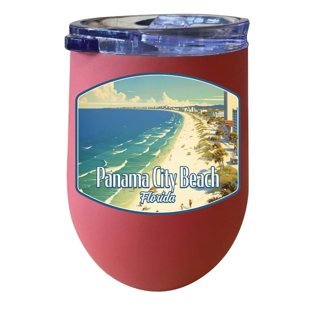 Panama City Beach Florida Design A Souvenir 12 oz Insulated Wine Stainless Steel Tumbler Image 1