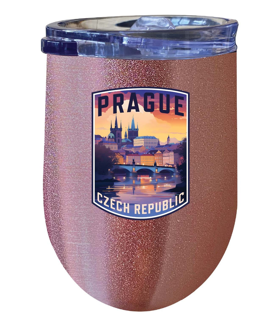 Prague Czech Republic Design B Souvenir 12 oz Insulated Wine Stainless Steel Tumbler Image 1