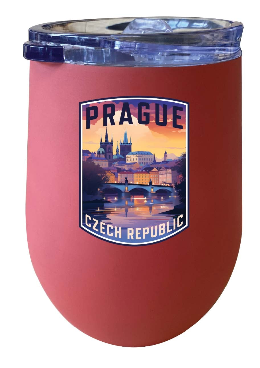 Prague Czech Republic Design B Souvenir 12 oz Insulated Wine Stainless Steel Tumbler Image 2