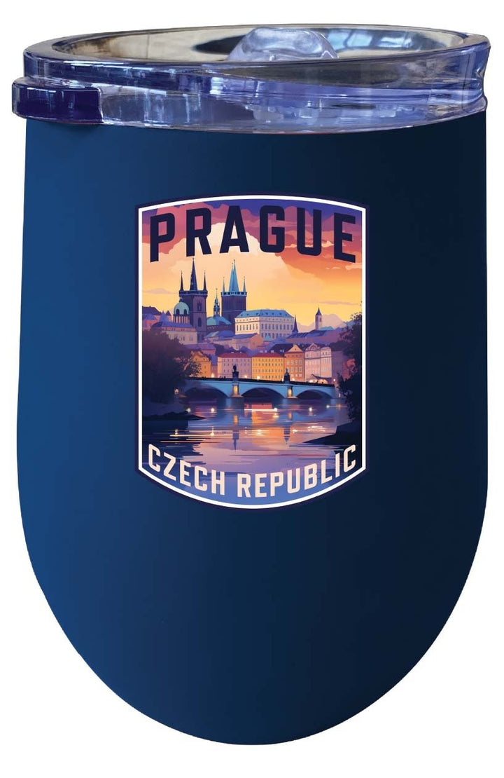 Prague Czech Republic Design B Souvenir 12 oz Insulated Wine Stainless Steel Tumbler Image 3