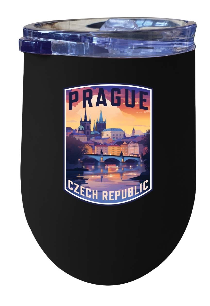 Prague Czech Republic Design B Souvenir 12 oz Insulated Wine Stainless Steel Tumbler Image 4