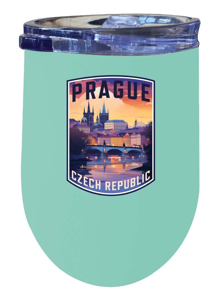 Prague Czech Republic Design B Souvenir 12 oz Insulated Wine Stainless Steel Tumbler Image 1