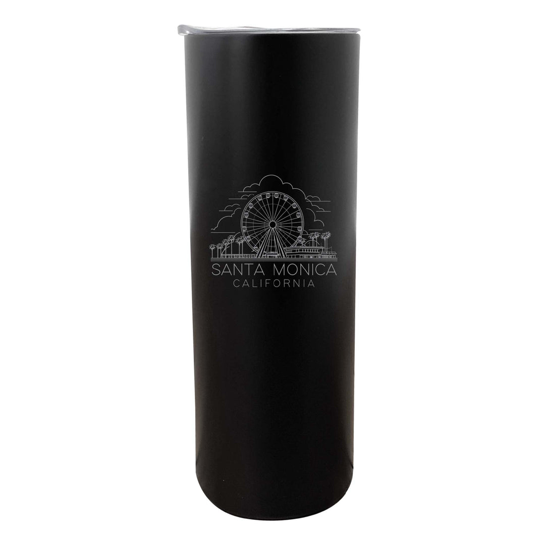 Santa Monica California Souvenir 20 oz Engraved Insulated Stainless Steel Skinny Tumbler Image 1