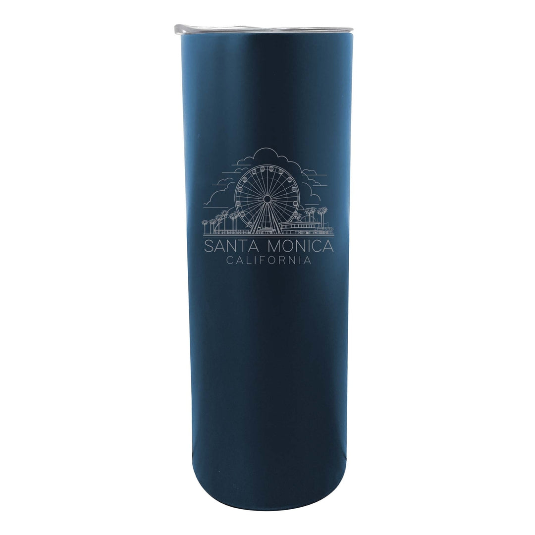 Santa Monica California Souvenir 20 oz Engraved Insulated Stainless Steel Skinny Tumbler Image 3