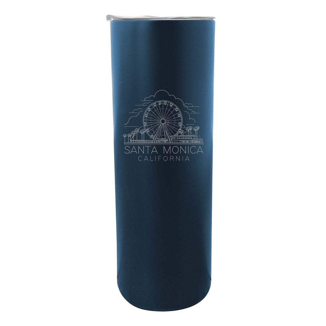 Santa Monica California Souvenir 20 oz Engraved Insulated Stainless Steel Skinny Tumbler Image 1