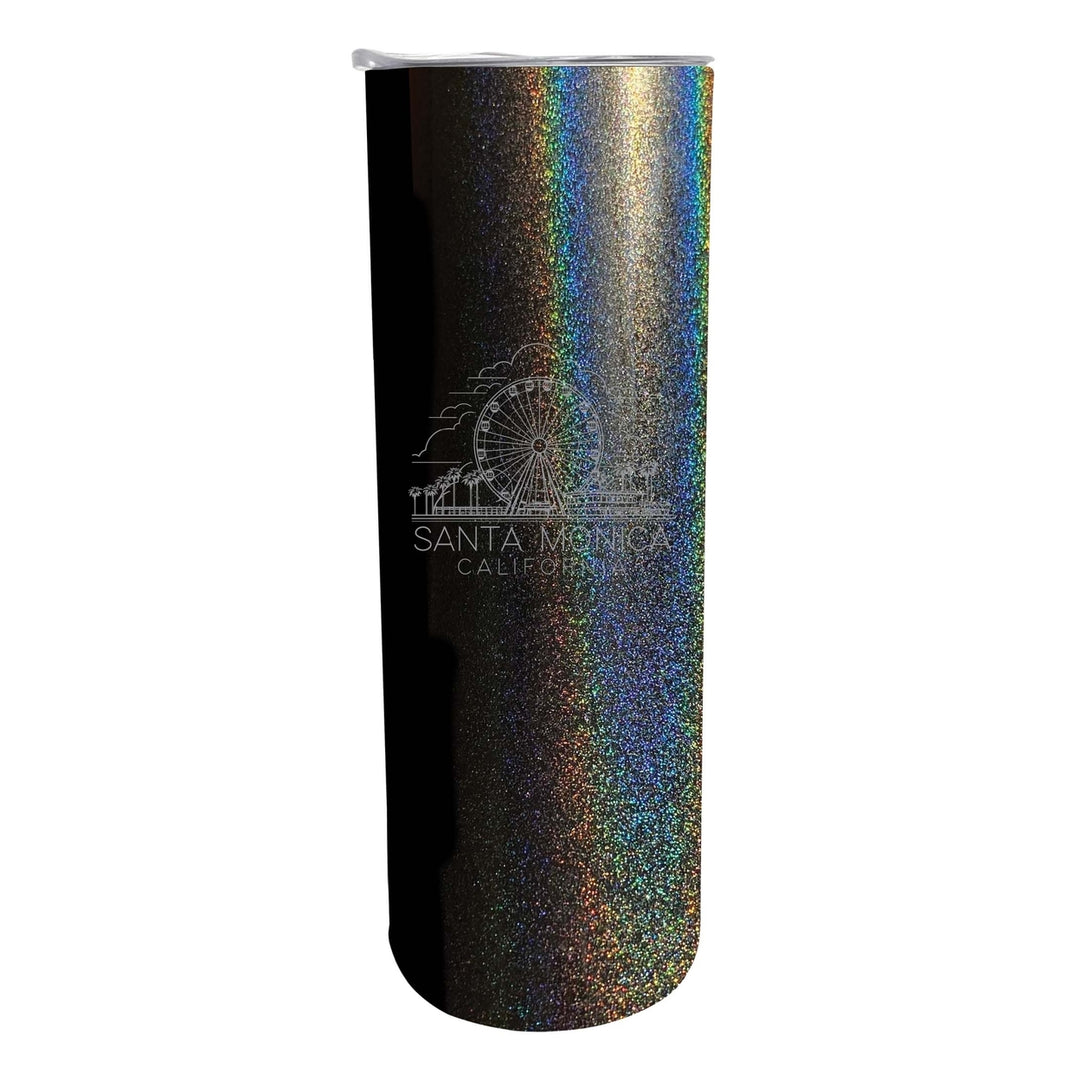 Santa Monica California Souvenir 20 oz Engraved Insulated Stainless Steel Skinny Tumbler Image 4