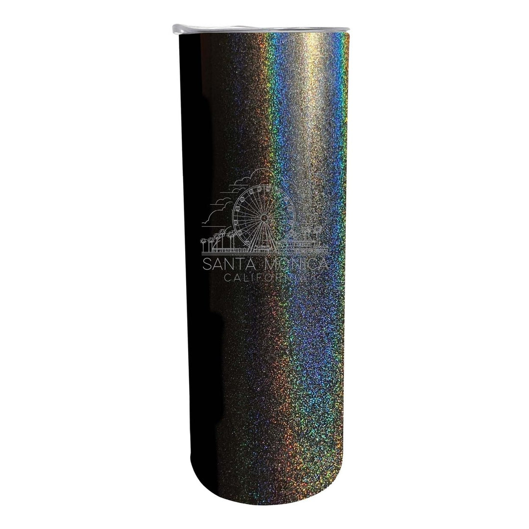 Santa Monica California Souvenir 20 oz Engraved Insulated Stainless Steel Skinny Tumbler Image 1