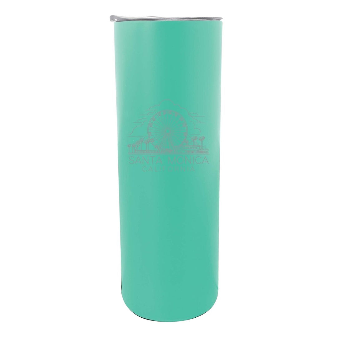 Santa Monica California Souvenir 20 oz Engraved Insulated Stainless Steel Skinny Tumbler Image 1