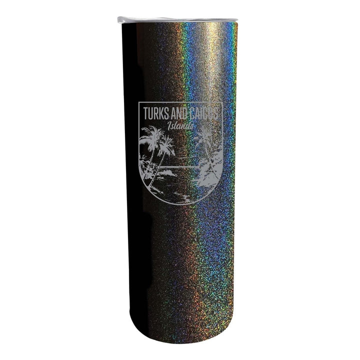 Turks and Caicos Islands Souvenir 20 oz Engraved Insulated Stainless Steel Skinny Tumbler Image 1