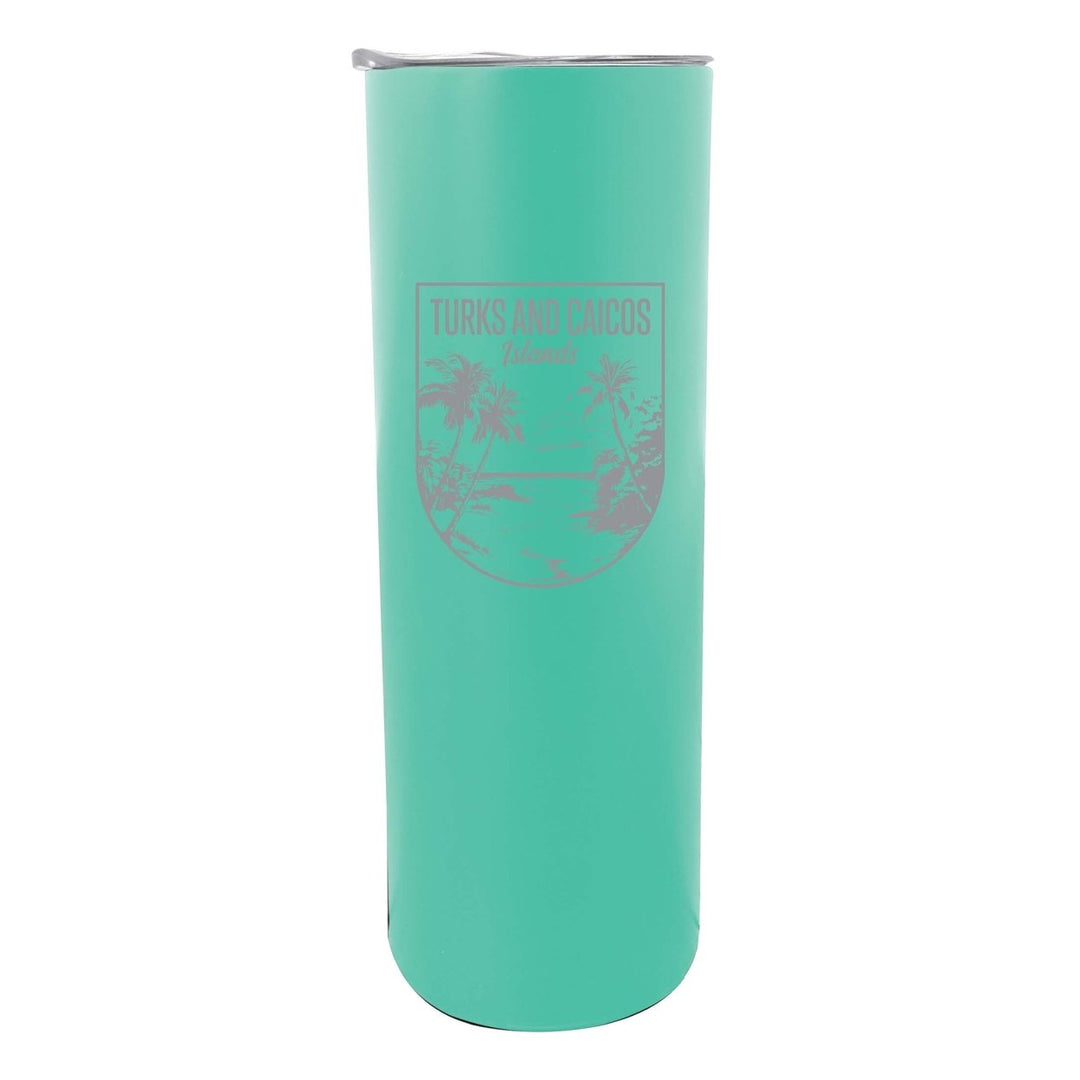 Turks and Caicos Islands Souvenir 20 oz Engraved Insulated Stainless Steel Skinny Tumbler Image 2