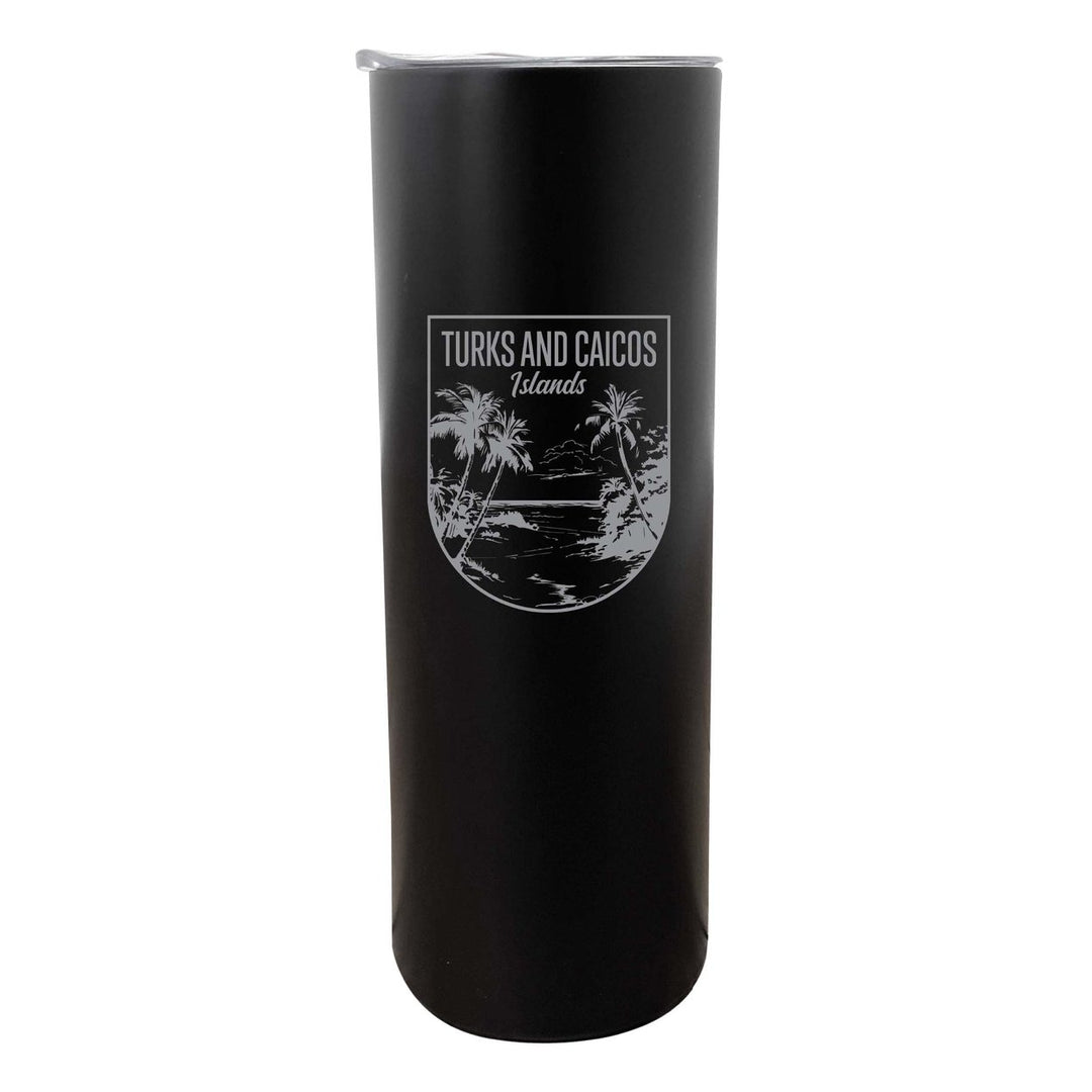 Turks and Caicos Islands Souvenir 20 oz Engraved Insulated Stainless Steel Skinny Tumbler Image 3