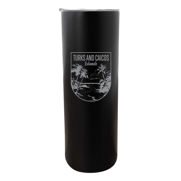 Turks and Caicos Islands Souvenir 20 oz Engraved Insulated Stainless Steel Skinny Tumbler Image 1