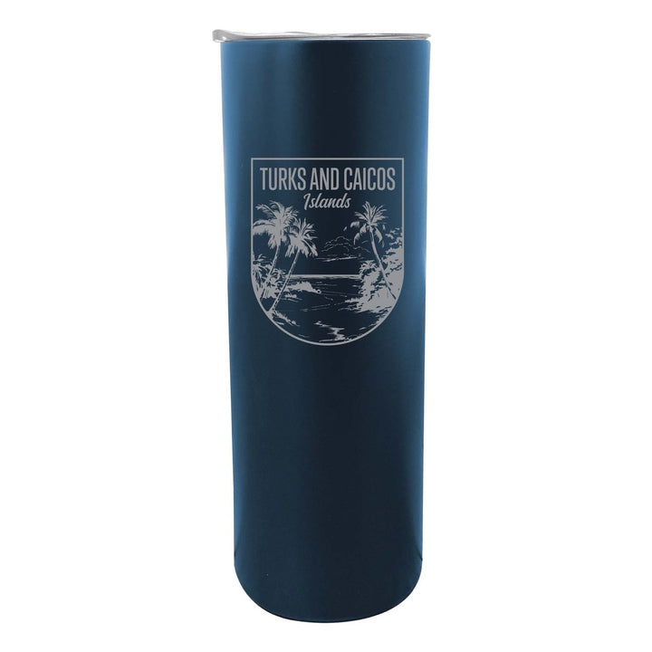 Turks and Caicos Islands Souvenir 20 oz Engraved Insulated Stainless Steel Skinny Tumbler Image 4