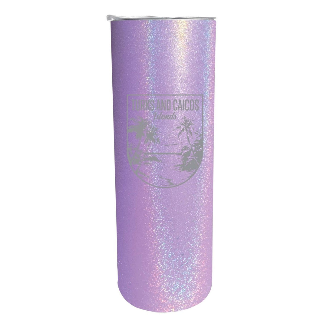 Turks and Caicos Islands Souvenir 20 oz Engraved Insulated Stainless Steel Skinny Tumbler Image 4