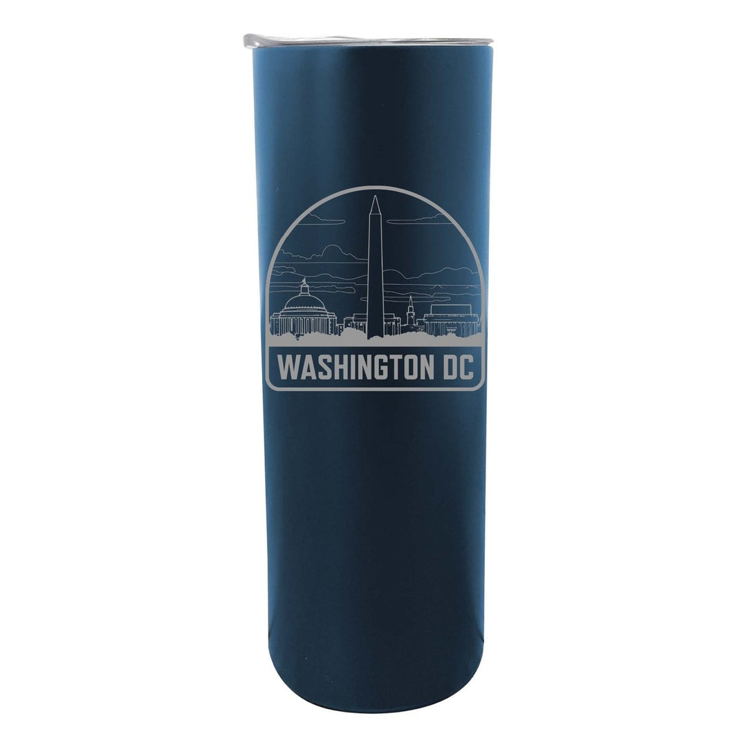 Washington DC Souvenir 20 oz Engraved Insulated Stainless Steel Skinny Tumbler Image 1