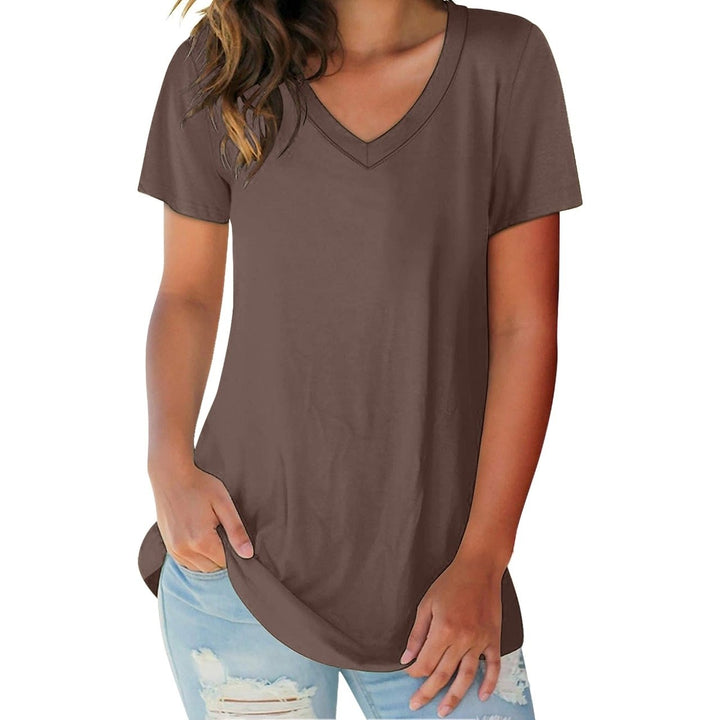 3-Pack Womens V-Neck Short Sleeve T-Shirts Ultra Soft Cotton Blend Plus Size Image 10