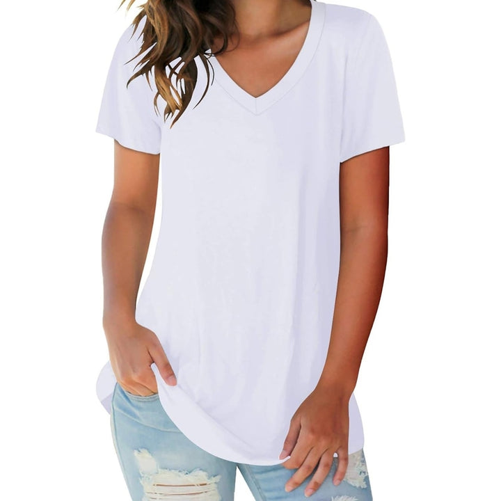 Womens Ultra Soft Cotton Blend V-Neck T-Shirts 4-Pack Plus Size Available Image 7