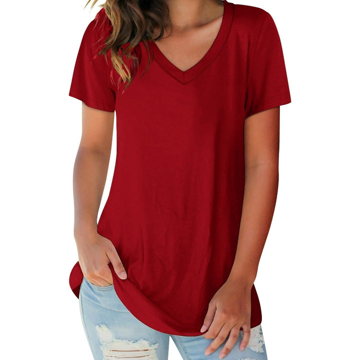 5-Pack Womens Ultra Soft Cotton V-Neck T-Shirts Plus Size Comfortable Casual Wear Image 8