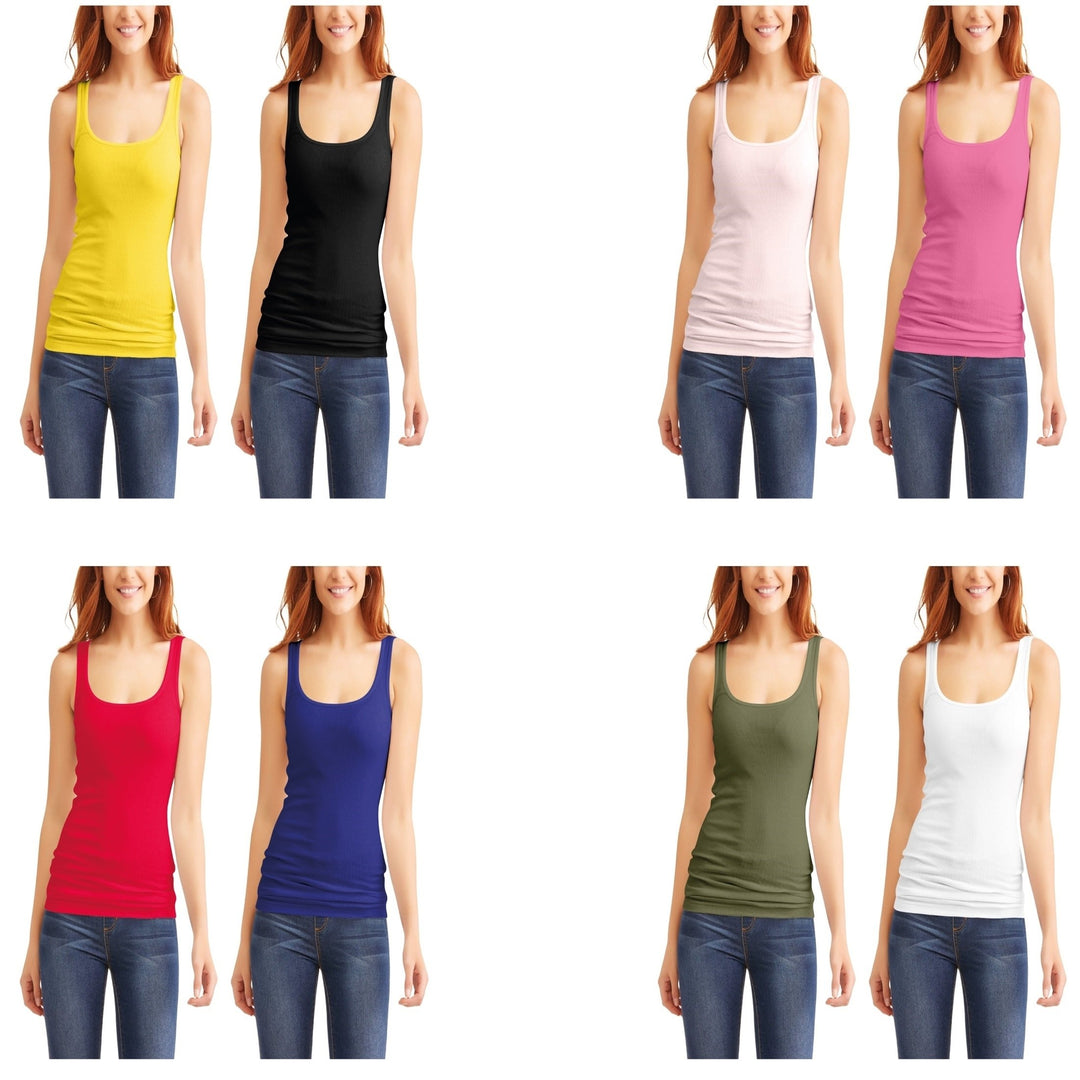 2-Pack Womens 100% Cotton Ribbed Racerback Tank Tops S-XL Comfortable Fit Image 4