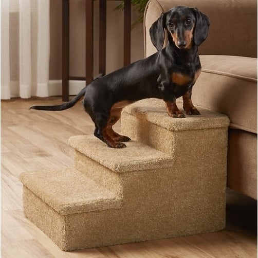 Carpeted Pet Steps - Beige - Small- Image 1