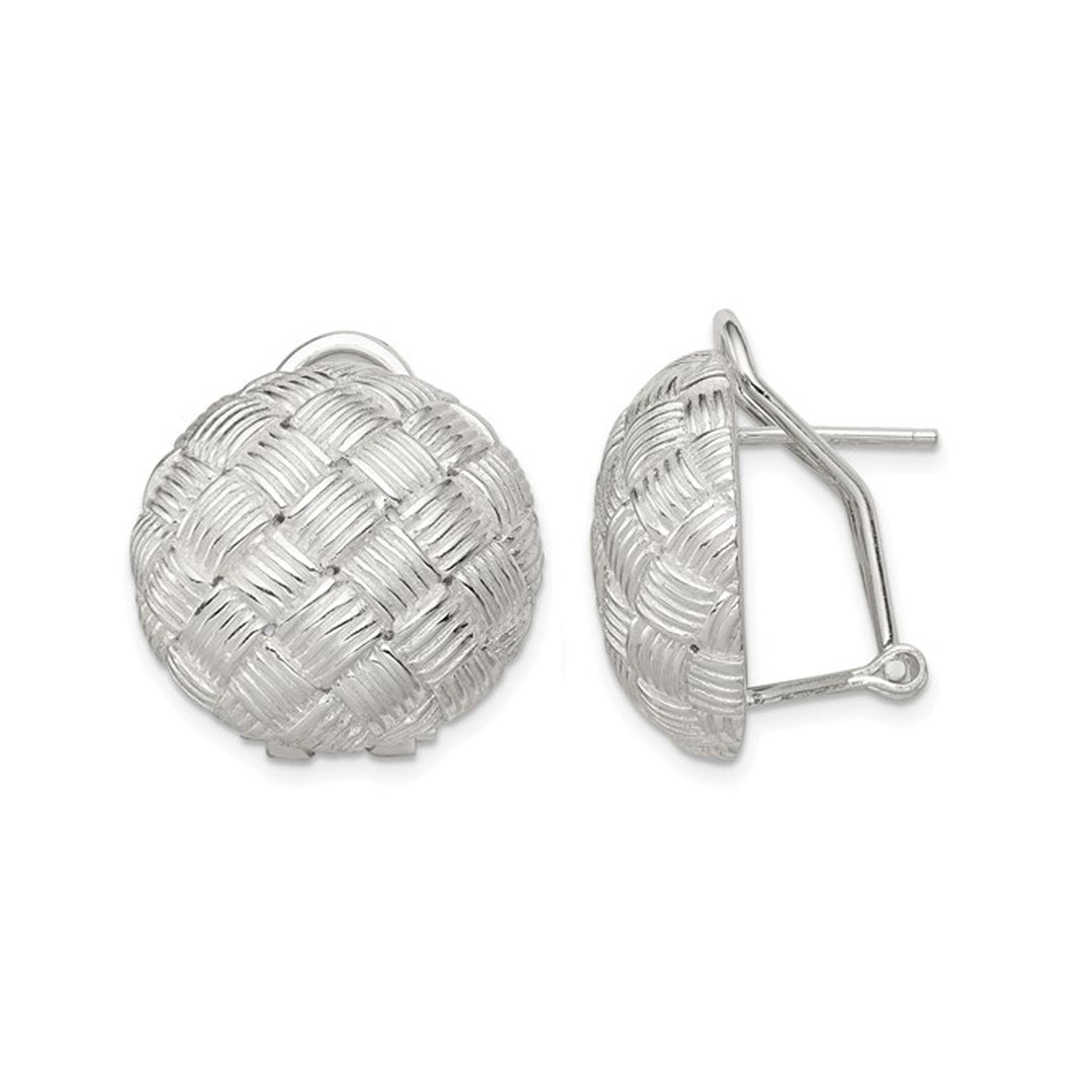 Sterling Silver Woven Circle Omega Back Earrings Image 1