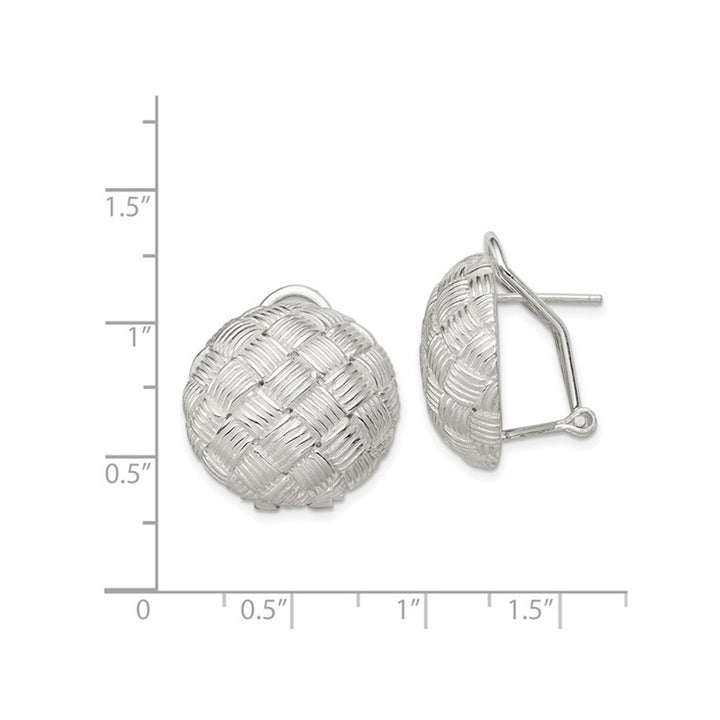 Sterling Silver Woven Circle Omega Back Earrings Image 2