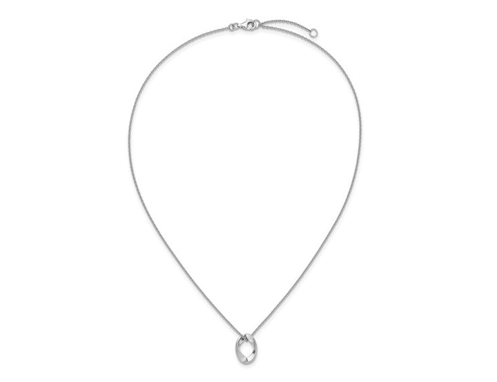 Sterling Silver Oval Polished and Brushed Necklace Pendant with Chain (16.5 Inches) Image 3