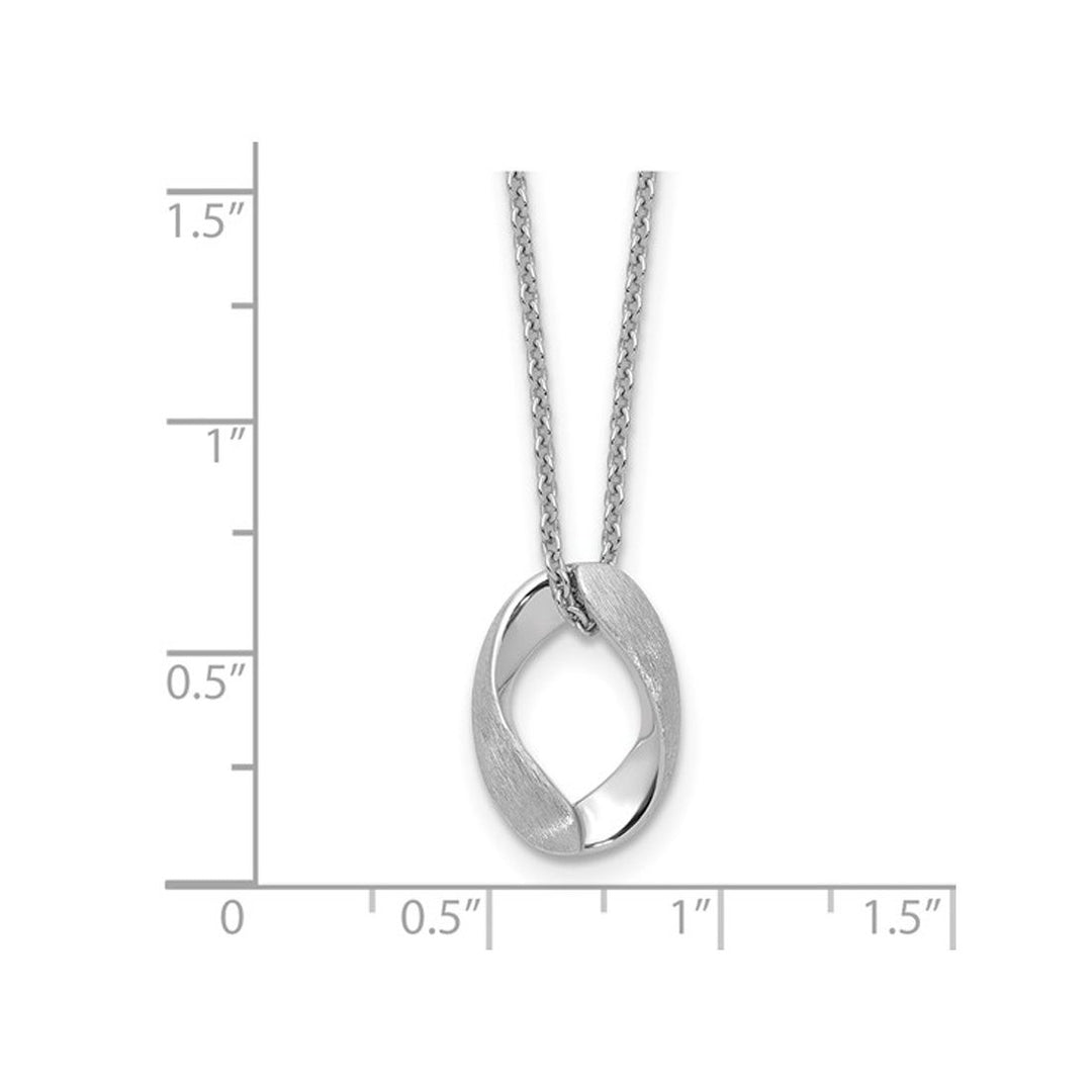 Sterling Silver Oval Polished and Brushed Necklace Pendant with Chain (16.5 Inches) Image 4