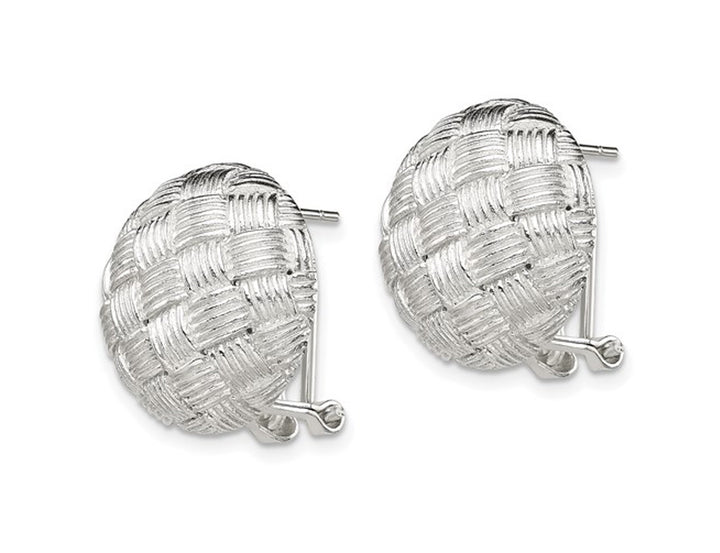 Sterling Silver Woven Circle Omega Back Earrings Image 3