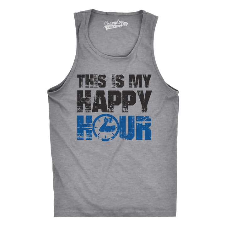 This Is My Happy Hour Tank Top Funny Fitness Workout Drinking Sleeveless Tee Image 1