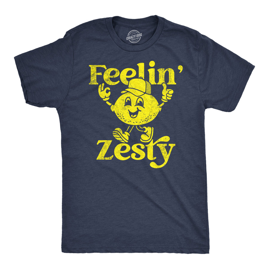 Mens Feelin Zesty Funny T Shirt Sarcastic Lemon Graphic Novelty Tee For Men Image 1