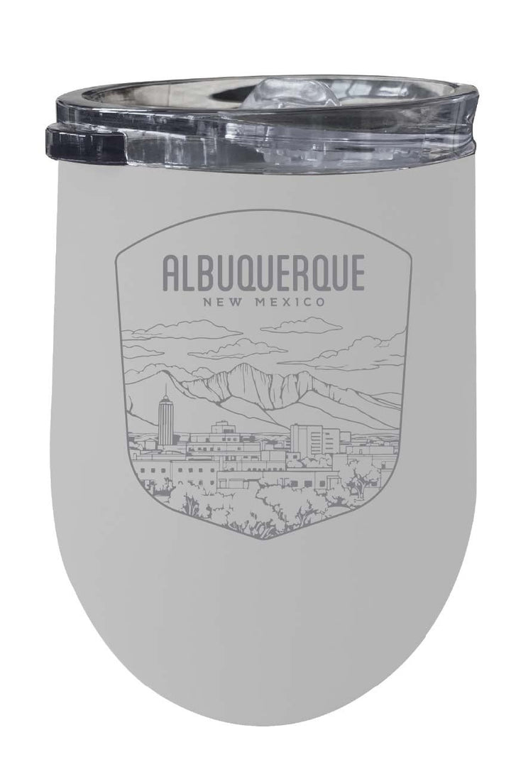 Albuquerque Mexico Souvenir 12 oz Engraved Insulated Wine Stainless Steel Tumbler Rainbow Glitter Gray Image 2