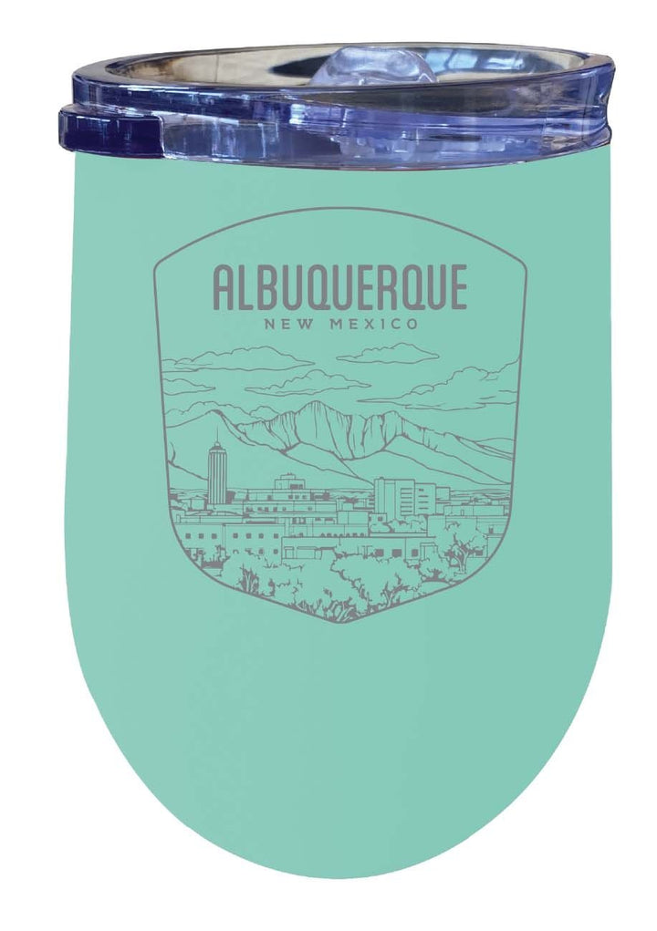 Albuquerque Mexico Souvenir 12 oz Engraved Insulated Wine Stainless Steel Tumbler Rainbow Glitter Gray Image 3