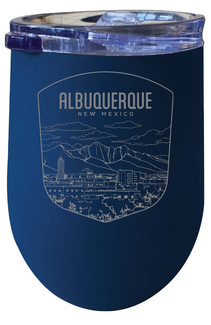 Albuquerque Mexico Souvenir 12 oz Engraved Insulated Wine Stainless Steel Tumbler Rainbow Glitter Gray Image 4