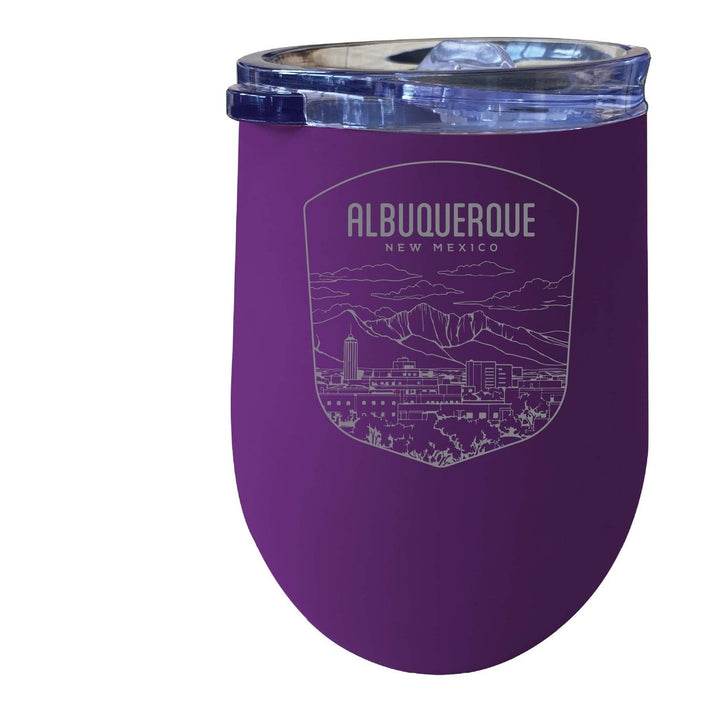 Albuquerque Mexico Souvenir 12 oz Engraved Insulated Wine Stainless Steel Tumbler Rainbow Glitter Gray Image 6