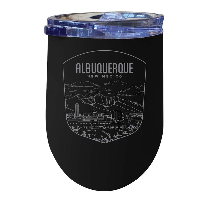 Albuquerque Mexico Souvenir 12 oz Engraved Insulated Wine Stainless Steel Tumbler Rainbow Glitter Gray Image 8