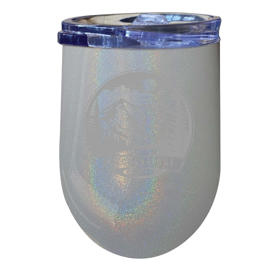 Breckenridge Colorado Souvenir 12 oz Engraved Insulated Wine Stainless Steel Tumbler Rainbow Glitter Gray Image 1