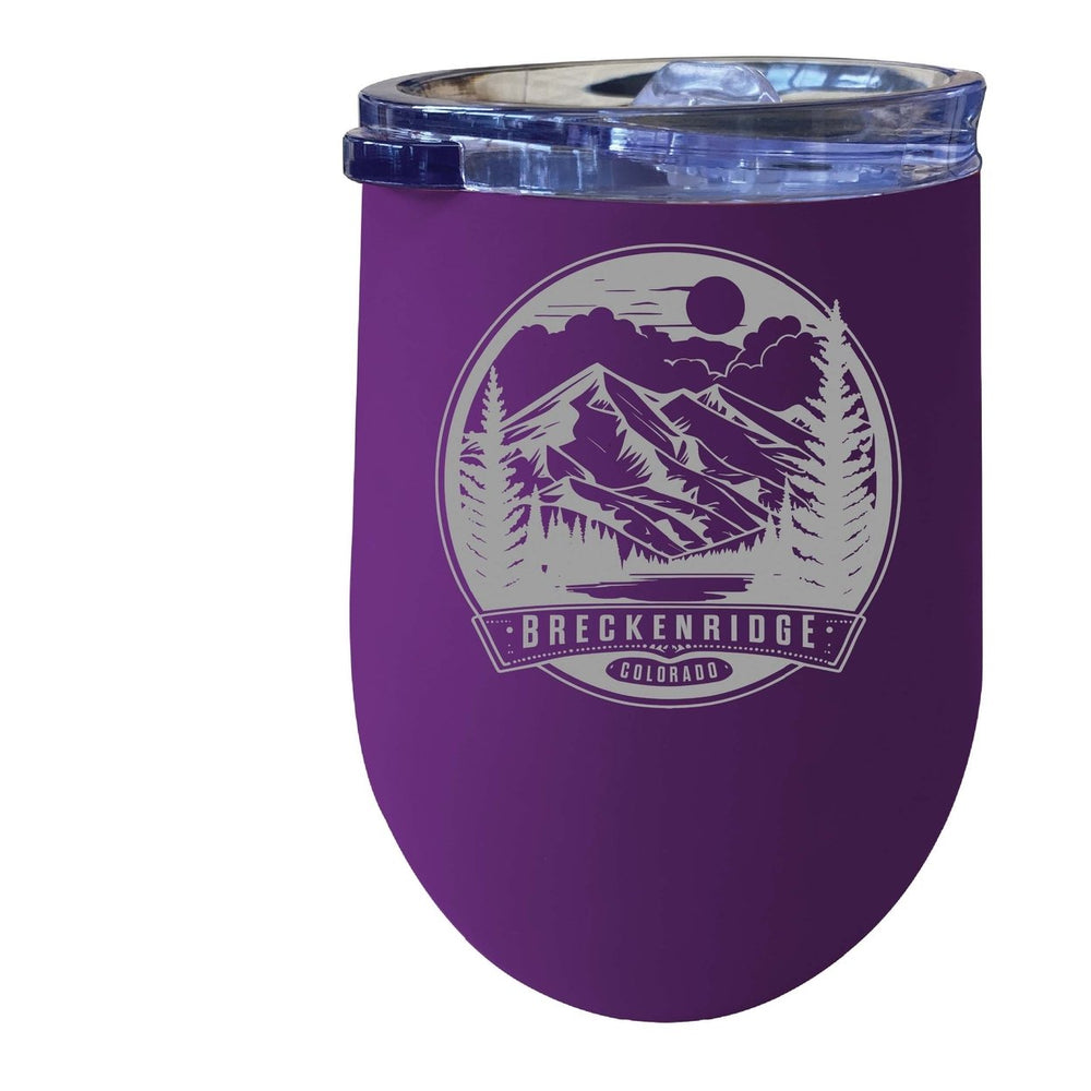 Breckenridge Colorado Souvenir 12 oz Engraved Insulated Wine Stainless Steel Tumbler Rainbow Glitter Gray Image 2