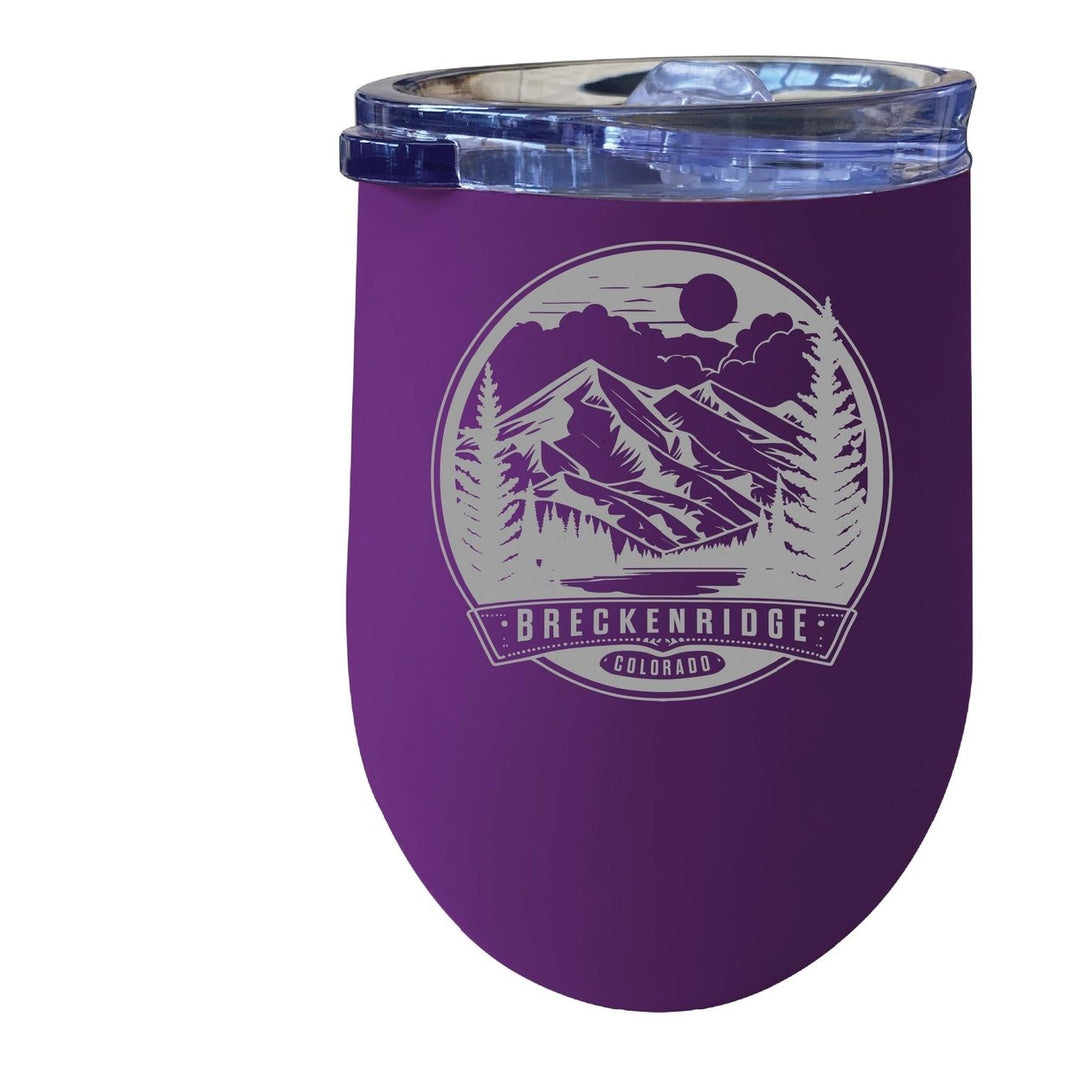 Breckenridge Colorado Souvenir 12 oz Engraved Insulated Wine Stainless Steel Tumbler Rainbow Glitter Gray Image 1