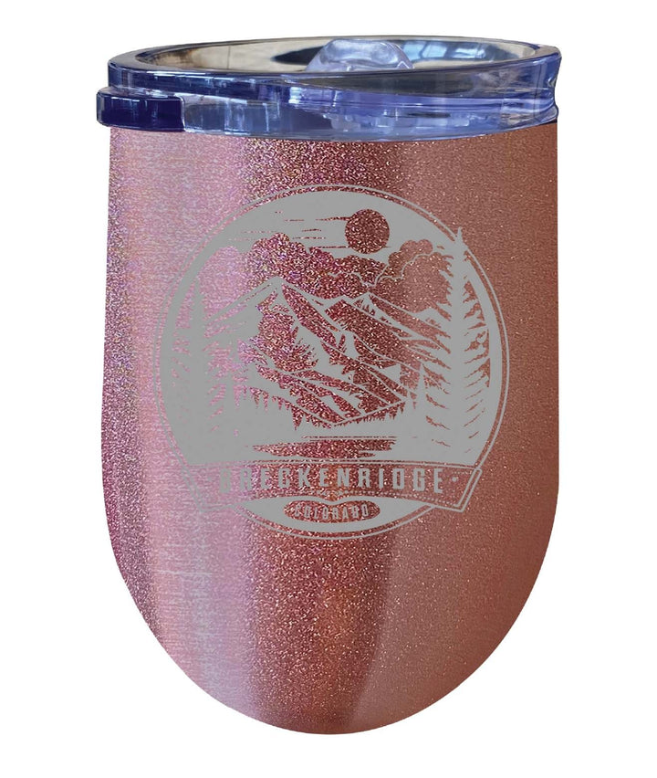 Breckenridge Colorado Souvenir 12 oz Engraved Insulated Wine Stainless Steel Tumbler Rainbow Glitter Gray Image 3