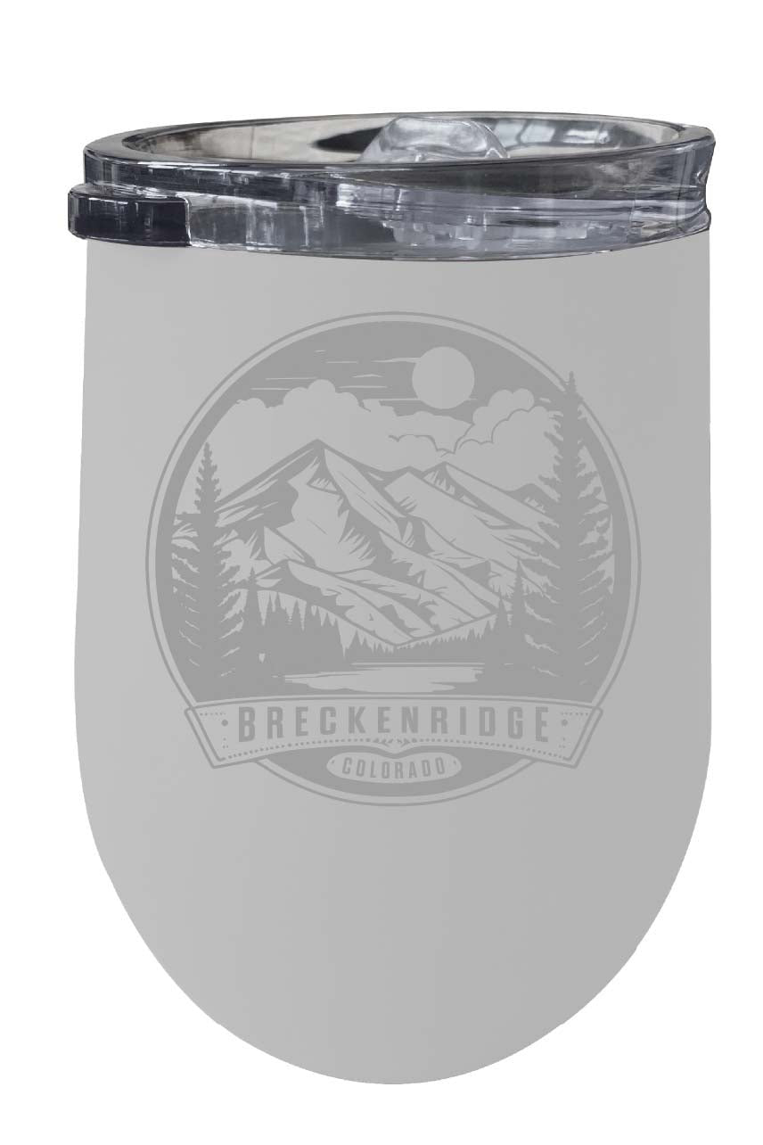 Breckenridge Colorado Souvenir 12 oz Engraved Insulated Wine Stainless Steel Tumbler Rainbow Glitter Gray Image 4