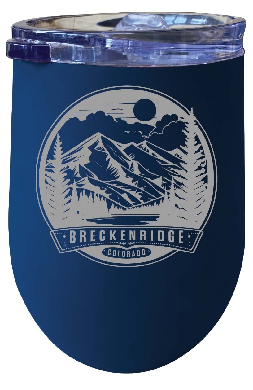 Breckenridge Colorado Souvenir 12 oz Engraved Insulated Wine Stainless Steel Tumbler Rainbow Glitter Gray Image 4