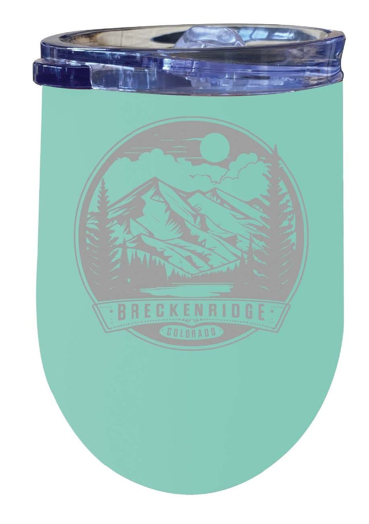 Breckenridge Colorado Souvenir 12 oz Engraved Insulated Wine Stainless Steel Tumbler Rainbow Glitter Gray Image 6