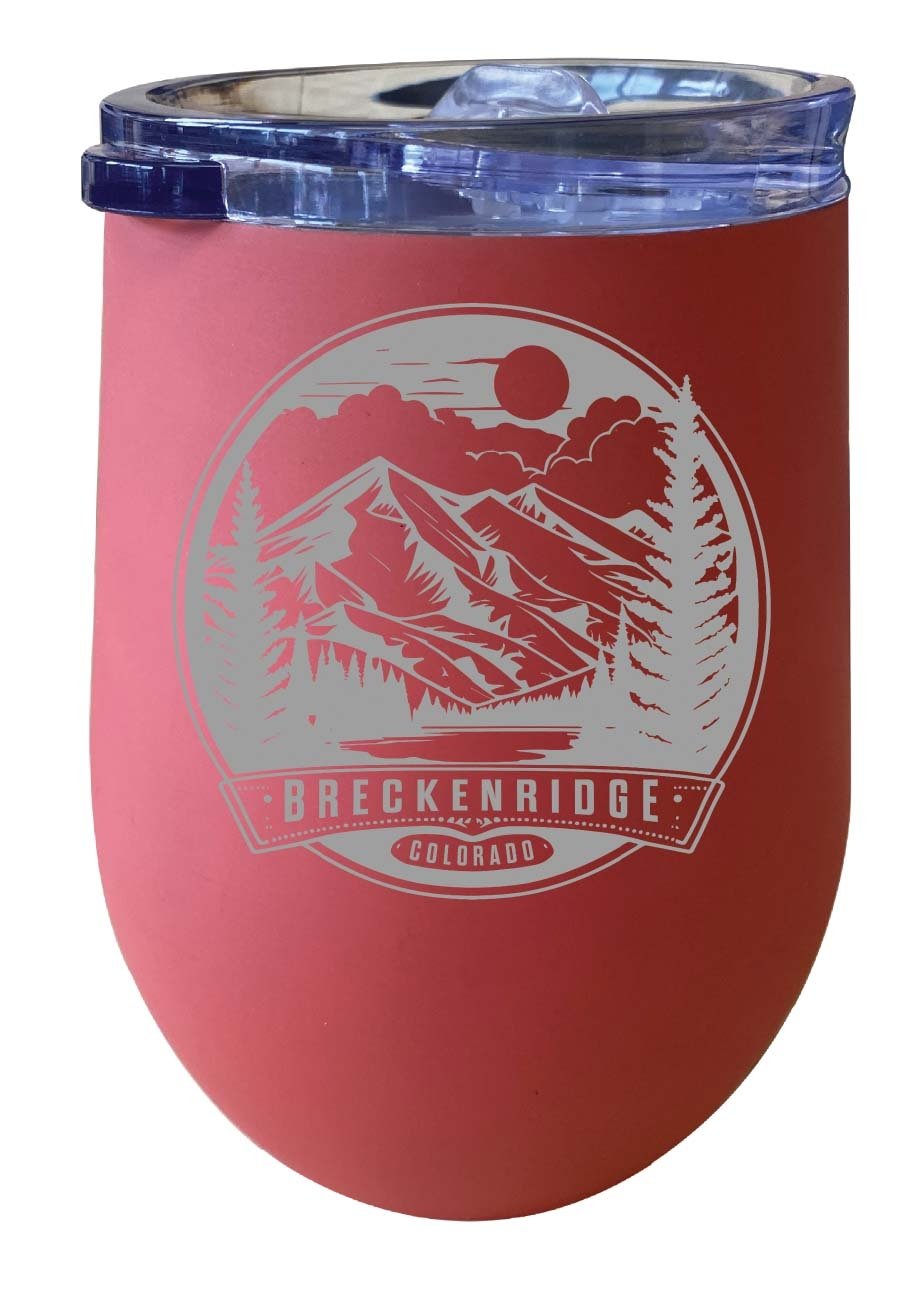 Breckenridge Colorado Souvenir 12 oz Engraved Insulated Wine Stainless Steel Tumbler Rainbow Glitter Gray Image 7