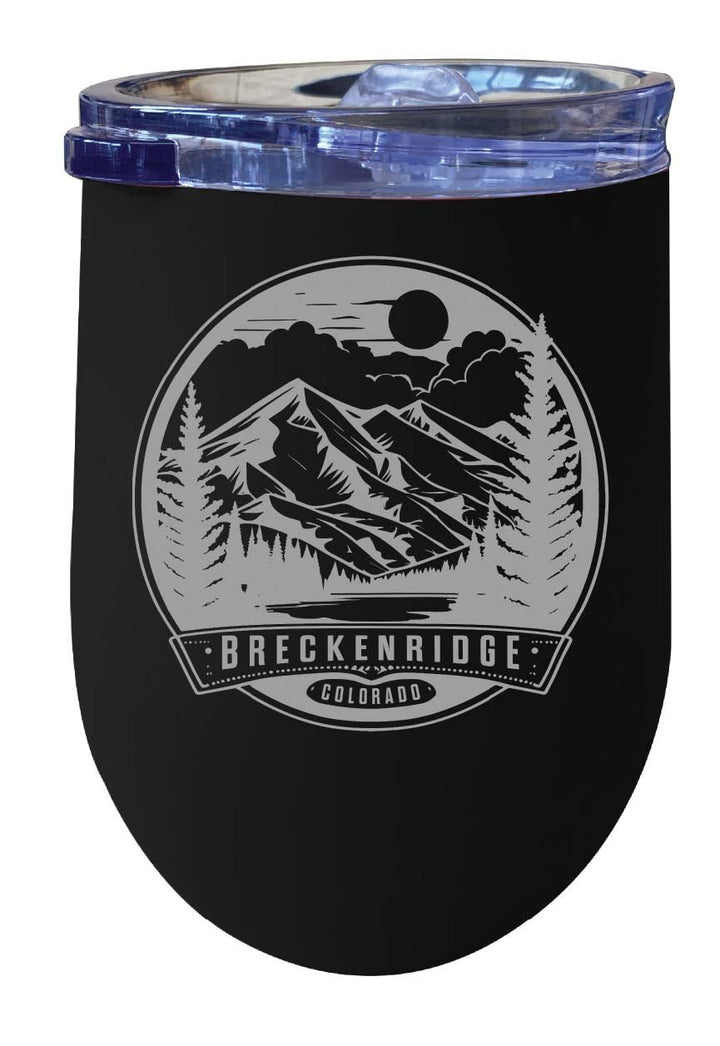 Breckenridge Colorado Souvenir 12 oz Engraved Insulated Wine Stainless Steel Tumbler Rainbow Glitter Gray Image 1