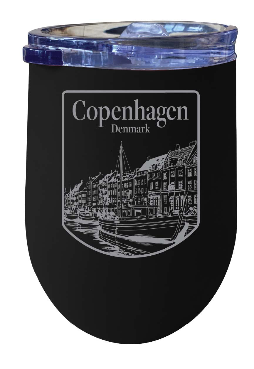 Copenhagen Denmark Souvenir 12 oz Engraved Insulated Wine Stainless Steel Tumbler Image 1